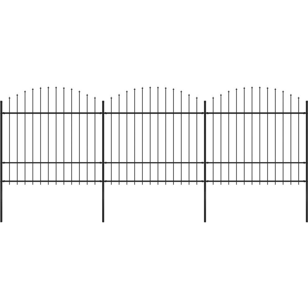 Puutarha-aita keihäskärjillä teräs (1.5-1.75)x5.1m musta