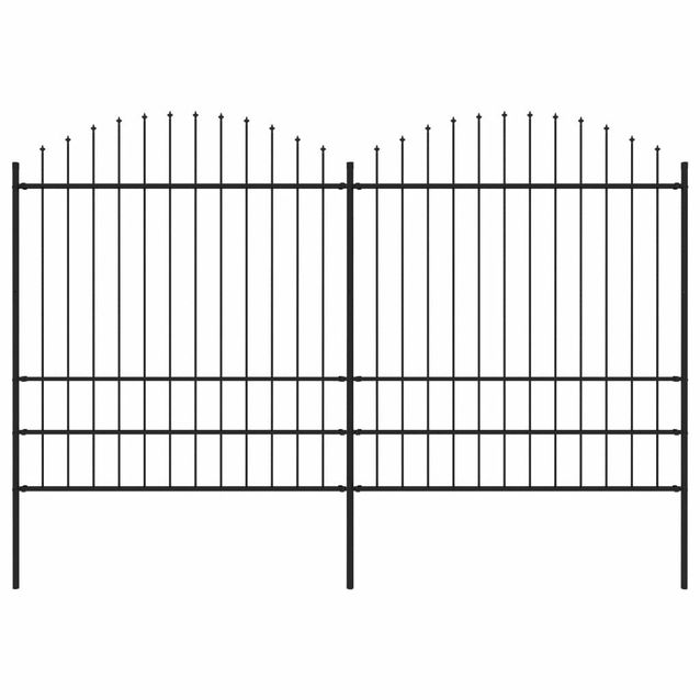 Puutarha-aita, keihäskärjillä, teräs, (1.75-2)x3.4m, musta