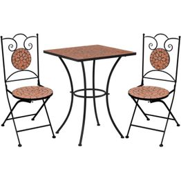 3-osainen mosaiikkibistrosarja 89x60x60 cm keraamiset laatat terrakotta