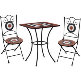 3-osainen mosaiikkibistrosarja keraamiset laatat terrakotta ja valkoinen