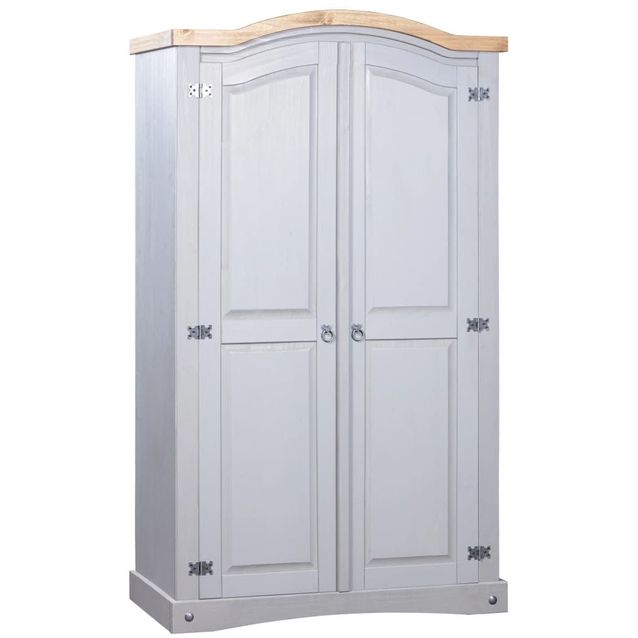 Vaatekaappi Meksikon mänty, Corona-sarja, 2 ovea, harmaa