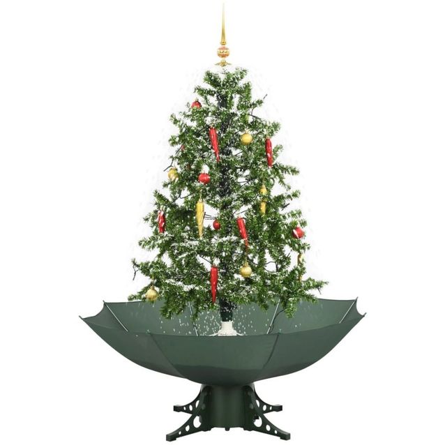 Lunta satava joulukuusi sateenvarjopohjalla, vihreä, 140cm