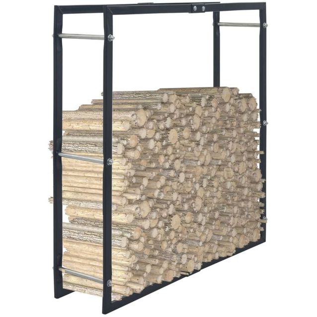 Polttopuuteline 100x25x100cm, musta, teräs