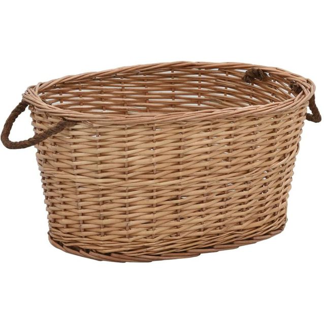 Polttopuukori kantokahvoilla 58x42x29cm, luonnollinen paju