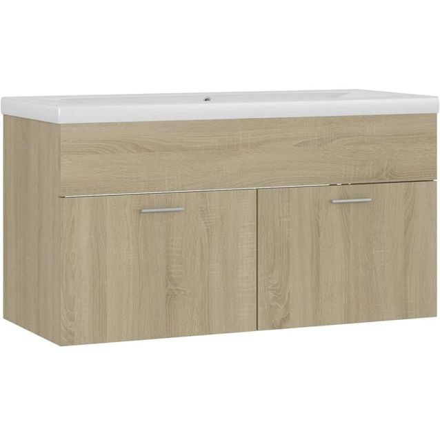 Allaskaappi sisäänrakennetulla altaalla, 90x38,5x46 cm, Sonoma-tammi