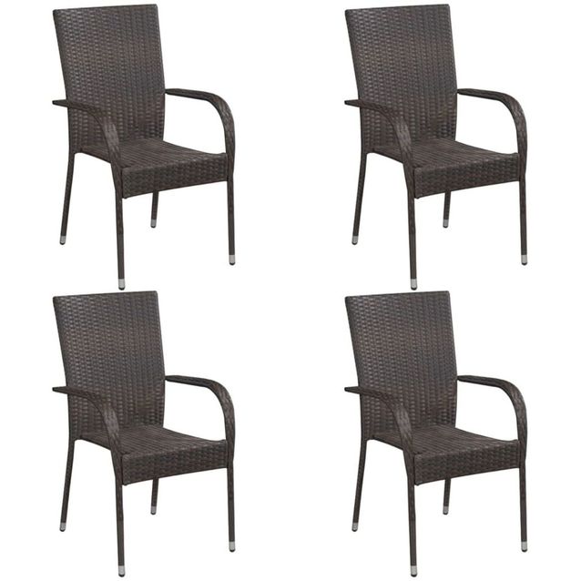 Pinottavat ulkotuolit, 4 kpl, polyrottinki ruskea