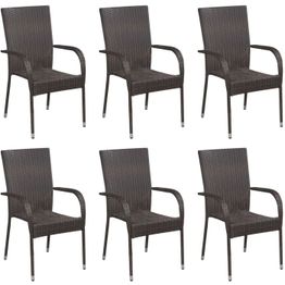 Pinottavat ulkotuolit 6 kpl polyrottinki ruskea