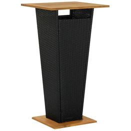 Baaripöytä, musta, 60x60x110 cm, polyrottinki ja täysi akaasiapuu