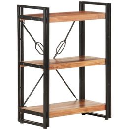 3-tasoinen kirjahylly, 60x30x80 cm, täysi akaasiapuu