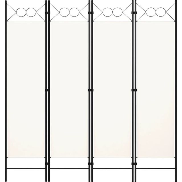 4-paneelinen tilanjakaja, valkoinen, 160x180 cm