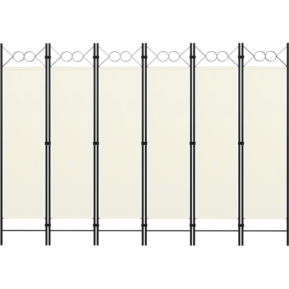 6-paneelinen tilanjakaja, kermanvalkoinen, 240x180 cm