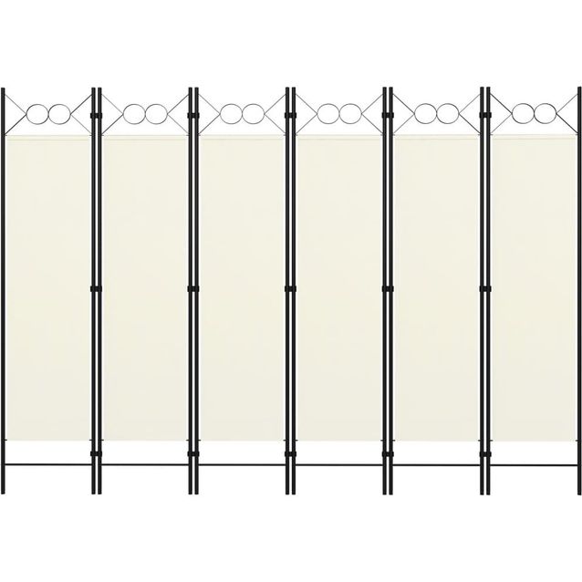 6-paneelinen tilanjakaja, kermanvalkoinen, 240x180 cm