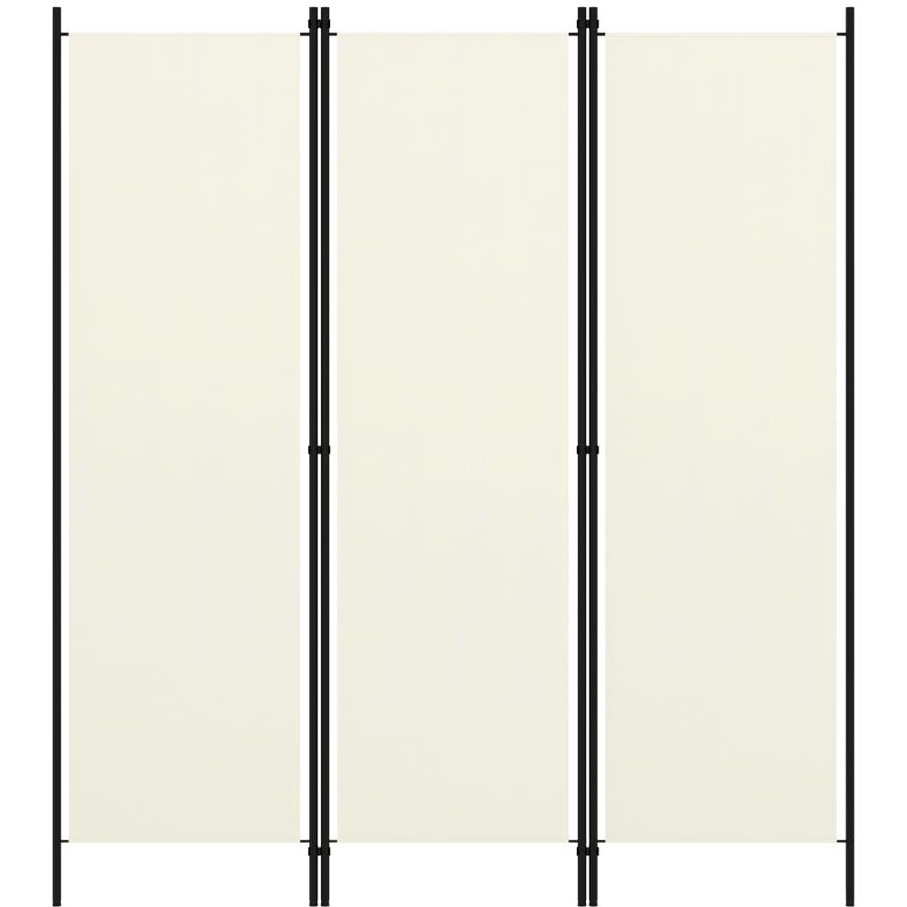 3-paneelinen tilanjakaja, kermanvalkoinen, 150x180 cm