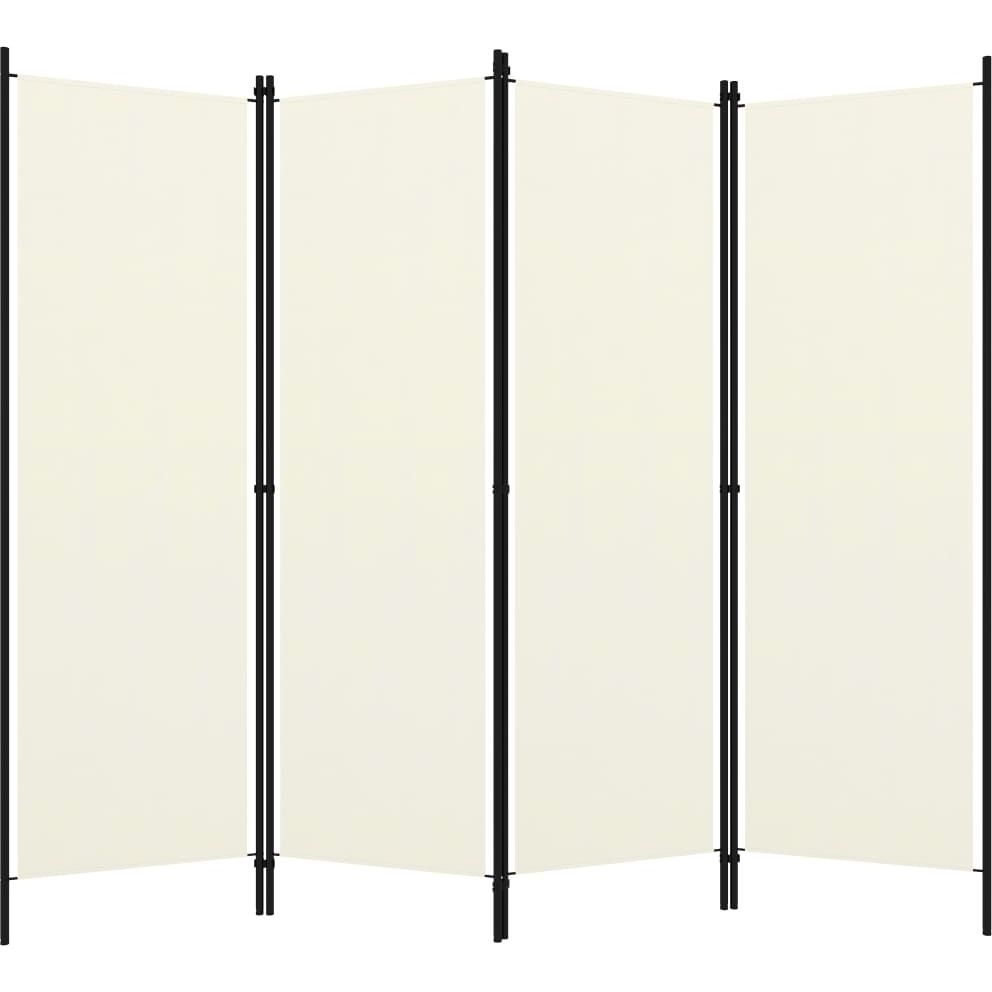4-paneelinen tilanjakaja, kermanvalkoinen, 200x180 cm