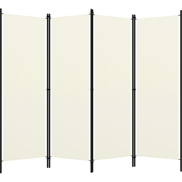 4-paneelinen tilanjakaja, kermanvalkoinen, 200x180 cm