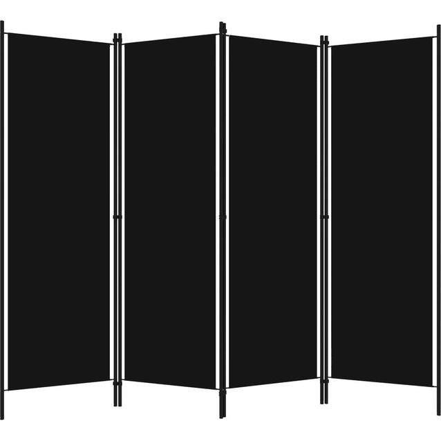 4-paneelinen tilanjakaja, musta, 200x180 cm