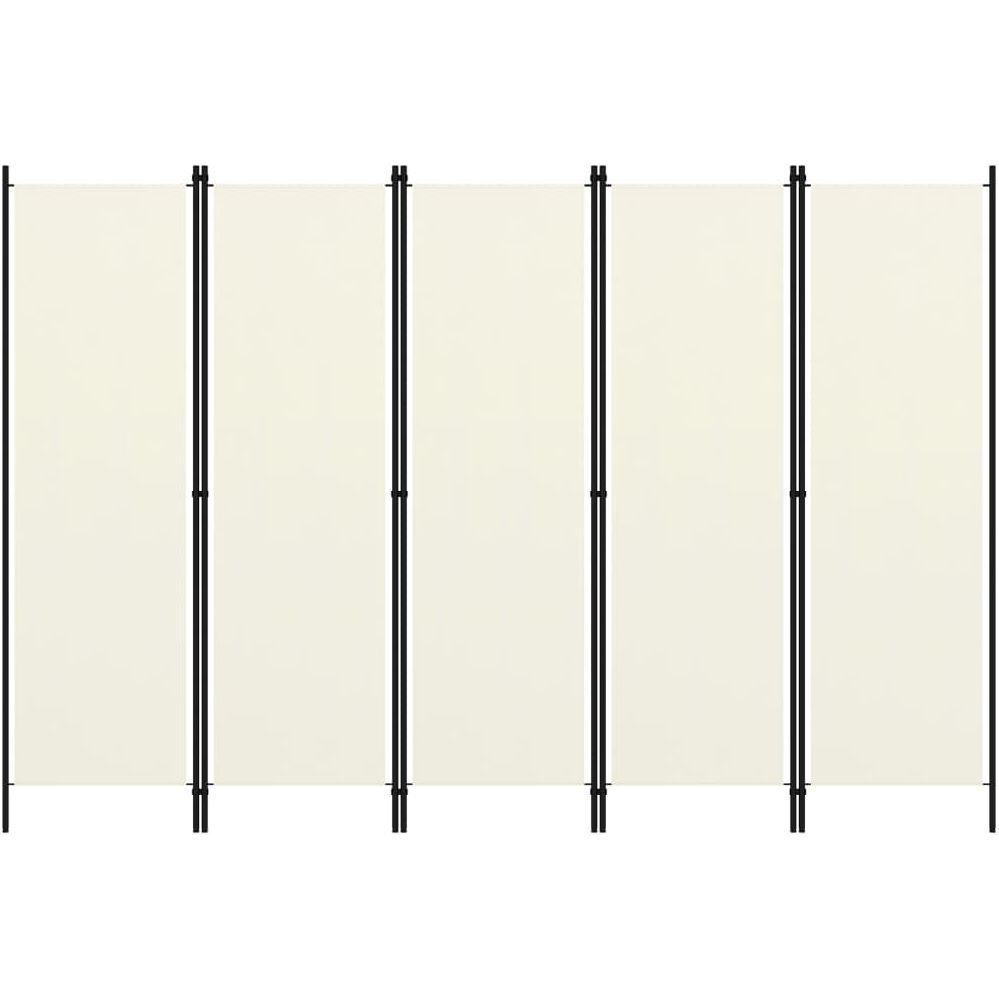 5-paneelinen tilanjakaja, kermanvalkoinen, 250x180 cm