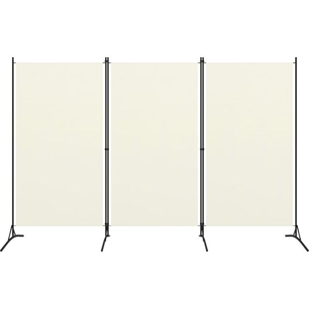 3-paneelinen tilanjakaja, kermanvalkoinen, 260x180 cm