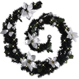 Jouluköynnös LED-valoilla, musta, 2,7 m, PVC