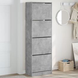 Kenkäkaappi FinePRICE, 60x34x187,5 cm, betoninharmaa, 4 kääntölaatikkoa