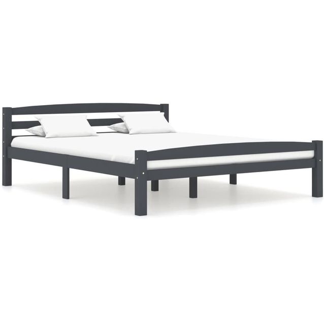 Sängynrunko, tummanharmaa, täysi mänty,160x200 cm