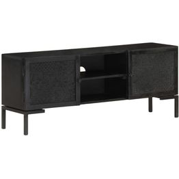 TV-taso, musta, 115x30x46 cm, täysi mangopuu