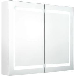 Kylpyhuoneen LED-peilikaappi, kiiltävä valkoinen, 80x12x68cm