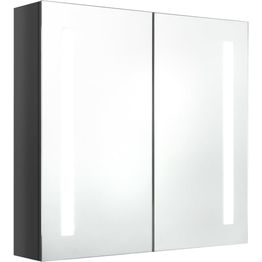 Kylpyhuoneen LED-peilikaappi, kiiltävä harmaa, 62x14x60cm