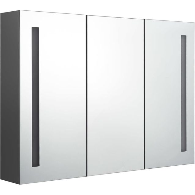 LED-kylpyhuoneen peilikaappi, 89x14x62 cm, harmaa