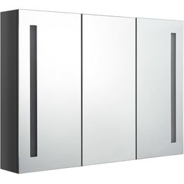 Kylpyhuoneen LED-peilikaappi, 89x14x62cm, kiiltävä harmaa