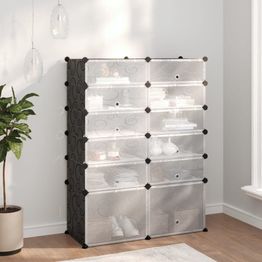 Kenkäteline FinePRICE, PP-muovi, 94x37x125 cm, musta