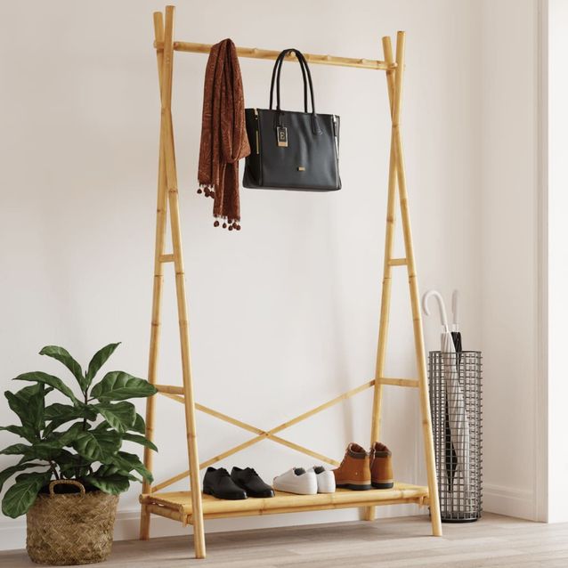 Vaateteline hyllyllä fineprice, bambu, 102x50x190 cm