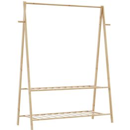 Vaateteline hyllyillä FinePRICE, 132 x 45,5 x 150,5 cm, bambu