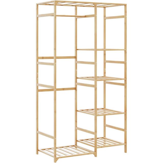 Vaateteline hyllyillä fineprice Bambu, 100x50x184,5 cm