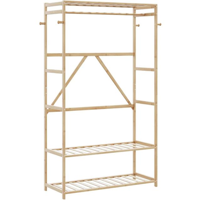 Vaateteline hyllyillä fineprice Bambu, 110x40x175 cm