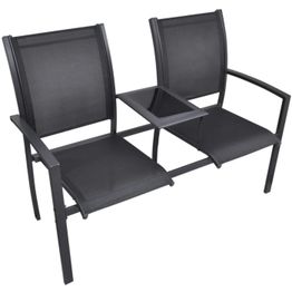 Puutarhapenkki 131 cm teräs ja tekstilene musta