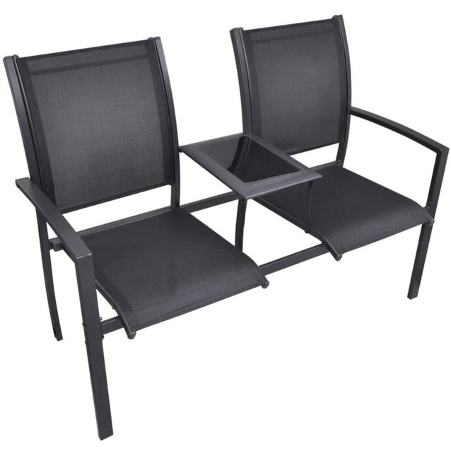 Puutarhapenkki 131 cm, teräs ja tekstilene musta