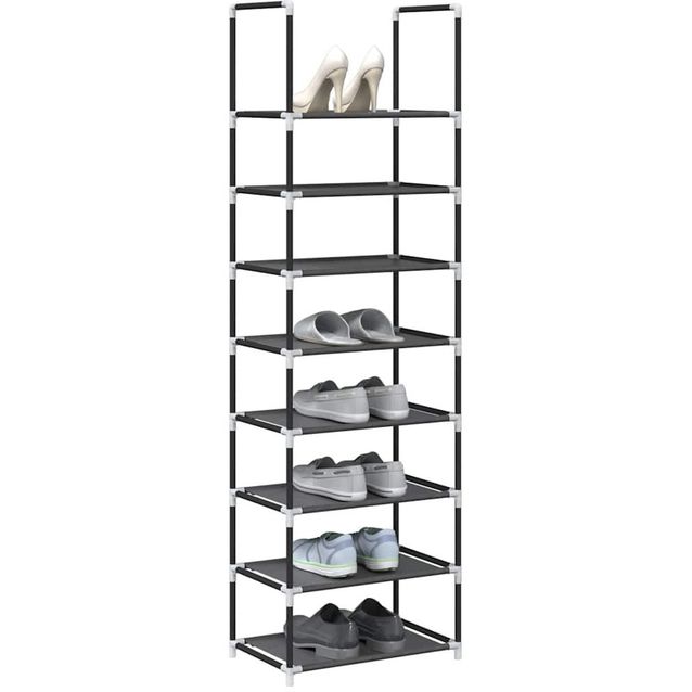 Kenkäteline fineprice 8-tasoinen, musta, 44x28x145 cm, kuitukangas