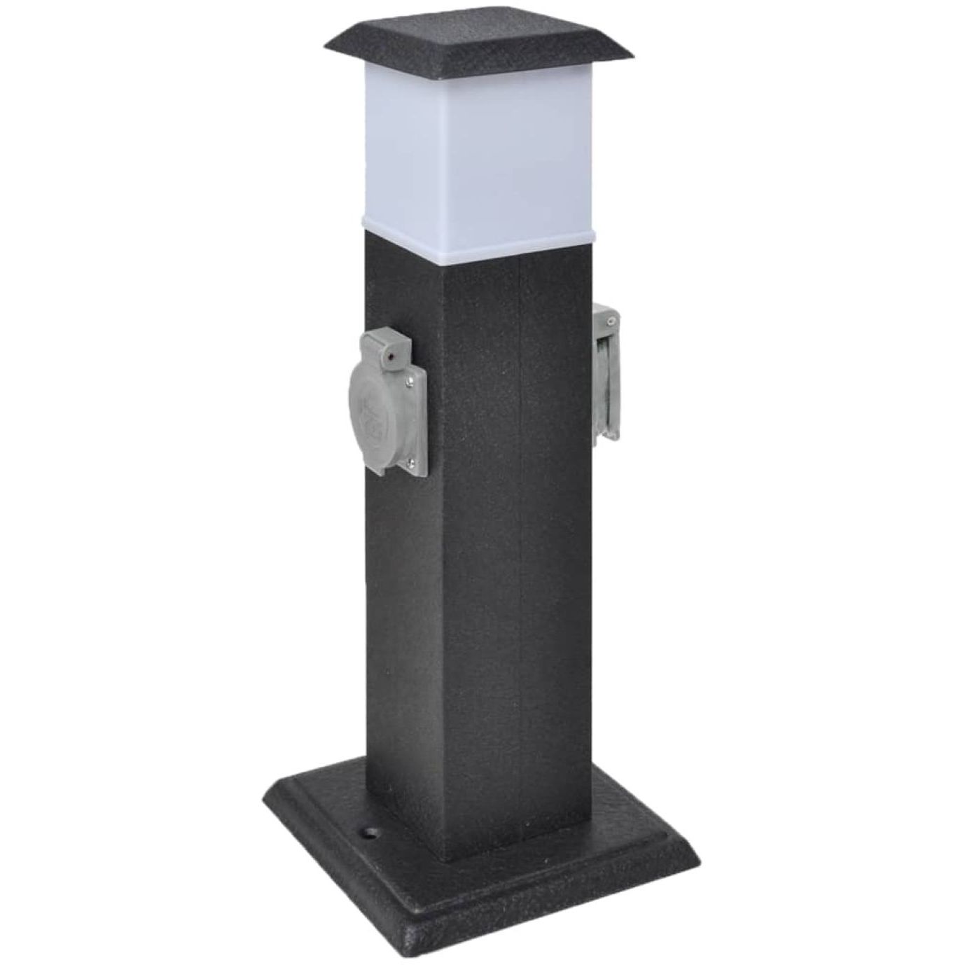 Puutarhan pistorasiatolppa lampulla, musta