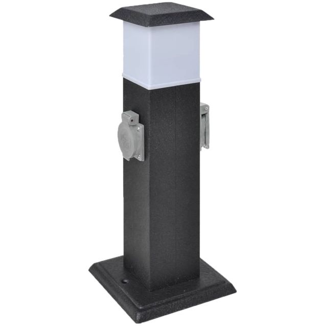 Puutarhan pistorasiatolppa lampulla, musta