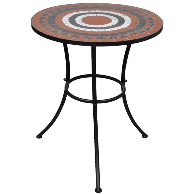 Bistropöytä 60 cm, terrakotta ja valkoinen mosaiikki