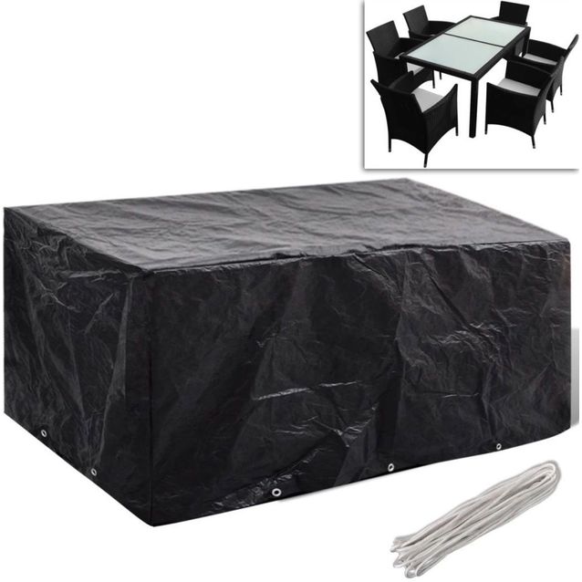 Ulkohuonekalujen suoja 6-henkilön sarjalle, 10 reikää, 240 x 140 cm