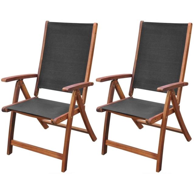 Taitettavat puutarhatuolit, 2 kpl, akaasiapuu ja textilene