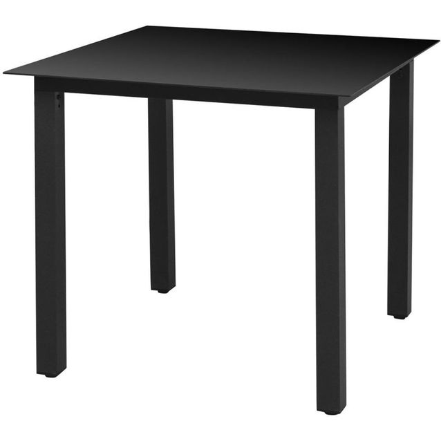 Puutarhapöytä musta, 80x80x74 cm, alumiini ja lasi