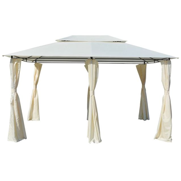 Puutarhakatos verhoilla 4x3m, valkoinen