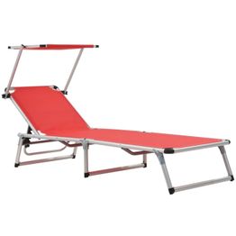 Kokoontaitettava aurinkotuoli katoksella textilene punainen