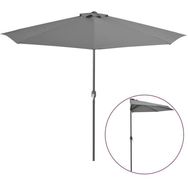 Parvekkeen puoliaurinkovarjo, alumiinitanko, 300x150 cm, antrasiitti