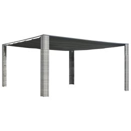 Pergola liukuvalla katolla polyrottinki 400x400x200cm harmaa