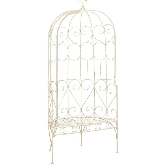 Puutarhapenkki 95 cm, rauta, antiikinvalkoinen