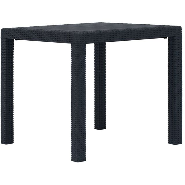 Puutarhapöytä, muovirottinki, 79x79x72 cm, antrasiitti